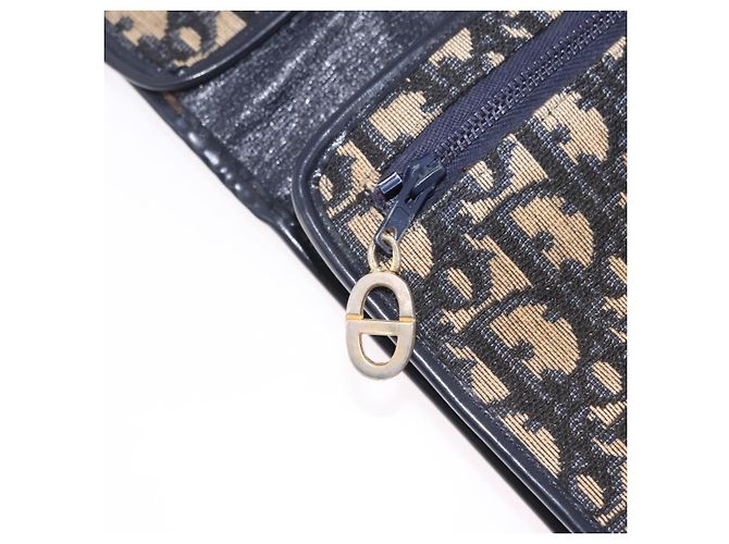 Christian Dior Trotter Canvas Shoulder Bag Navy Gold - vista 24