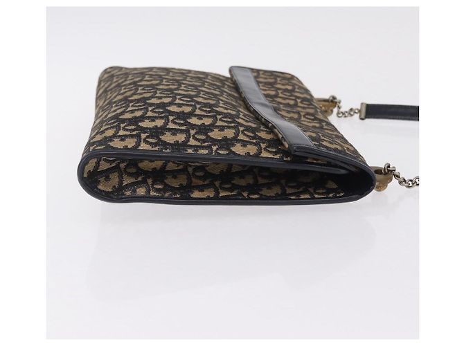 Christian Dior Trotter Canvas Shoulder Bag Navy Gold - vista 4