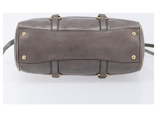 Miu Miu Hand Bag Leather 2way Gray Gold - vista 12