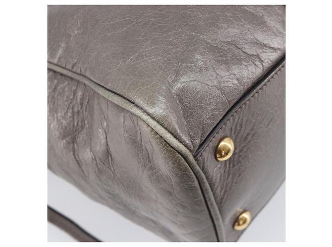 Miu Miu Hand Bag Leather 2way Gray Gold - vista 16