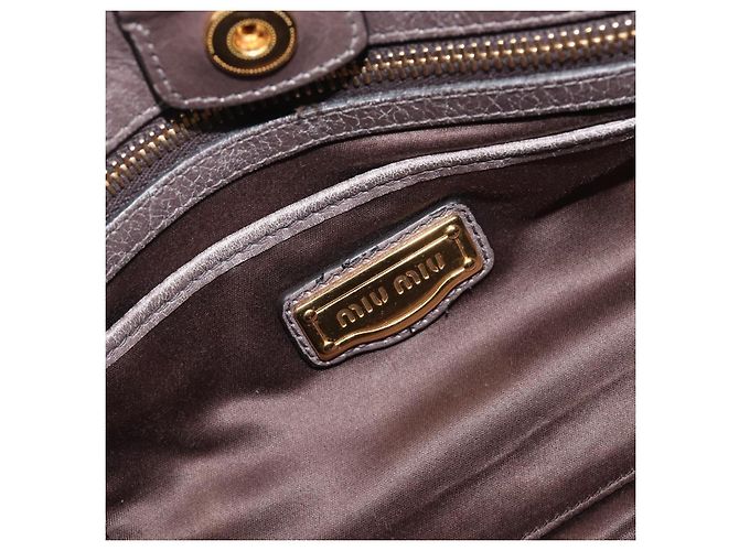 Miu Miu Hand Bag Leather 2way Gray Gold - vista 19