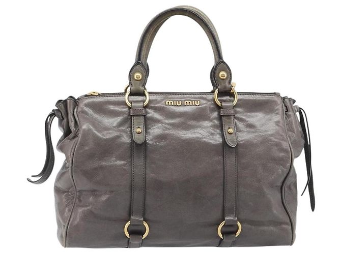 Miu Miu Hand Bag Leather 2way Gray Gold - vista 2