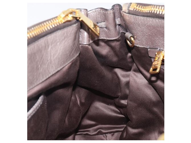 Miu Miu Hand Bag Leather 2way Gray Gold - vista 22