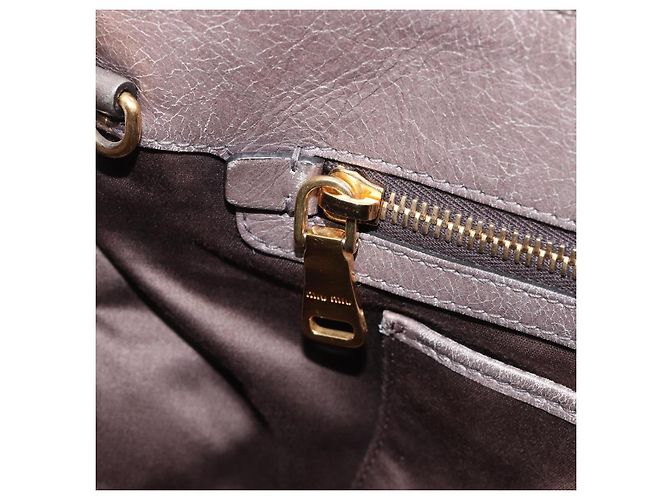 Miu Miu Hand Bag Leather 2way Gray Gold - vista 23