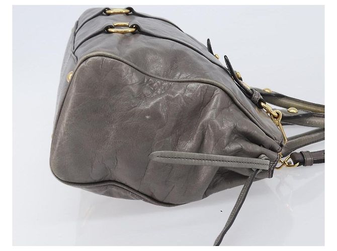 Miu Miu Hand Bag Leather 2way Gray Gold - vista 4