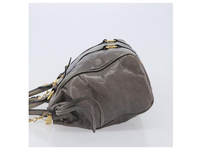 Miu Miu Hand Bag Leather 2way Gray Gold - vista 5
