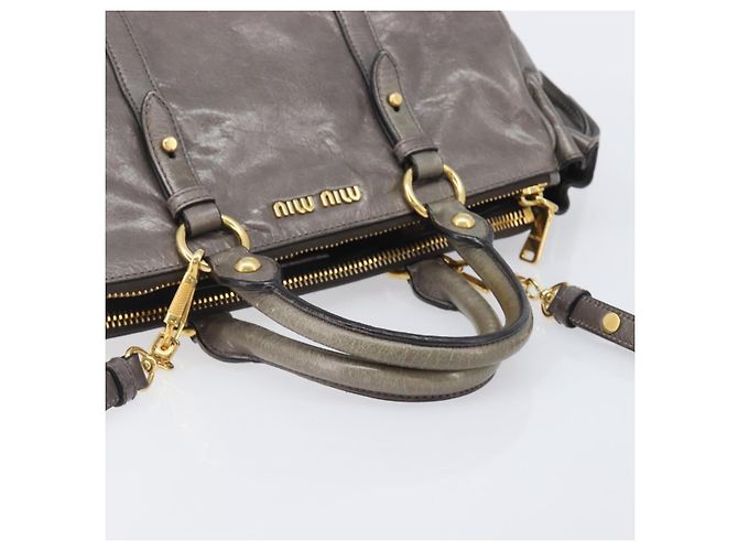 Miu Miu Hand Bag Leather 2way Gray Gold - vista 7