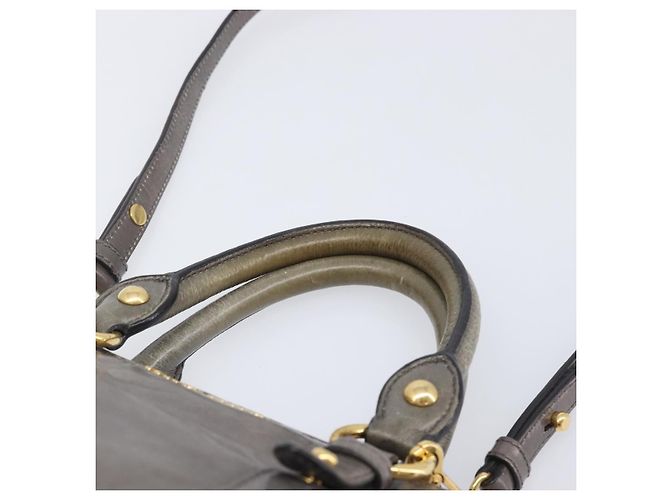 Miu Miu Hand Bag Leather 2way Gray Gold - vista 8
