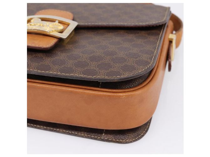 Céline CELINE Macadam Canvas Horse Carriage Bag PVC Leather Brown Gold - vista 10
