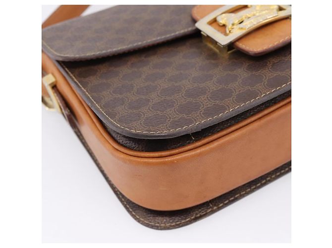 Céline CELINE Macadam Canvas Horse Carriage Bag PVC Leather Brown Gold - vista 11