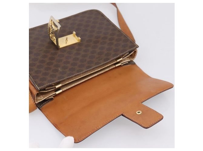 Céline CELINE Macadam Canvas Horse Carriage Bag PVC Leather Brown Gold - vista 15