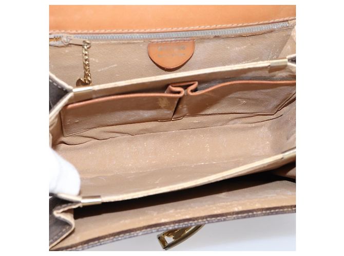 Céline CELINE Macadam Canvas Horse Carriage Bag PVC Leather Brown Gold - vista 17