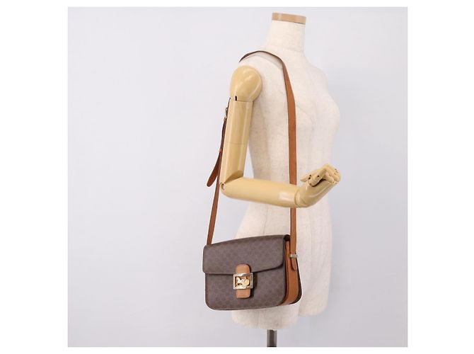 Céline CELINE Macadam Canvas Horse Carriage Bag PVC Leather Brown Gold - vista 25