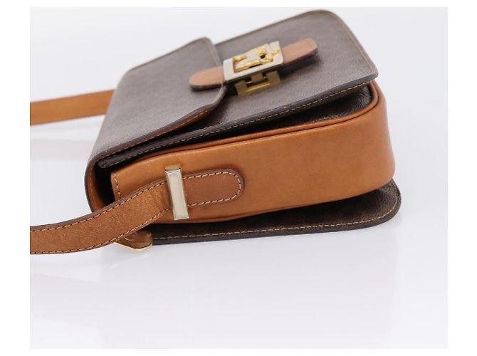 Céline CELINE Macadam Canvas Horse Carriage Bag PVC Leather Brown Gold - vista 4