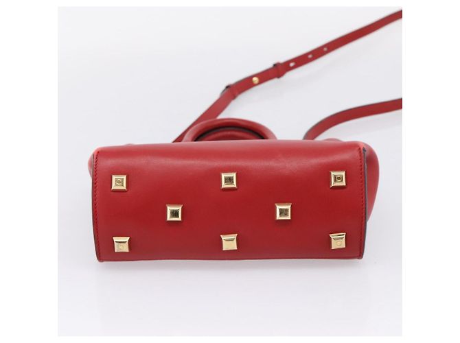 Salvatore Ferragamo Gancini Studio Bag Leather 2way Red Gold - vista 11
