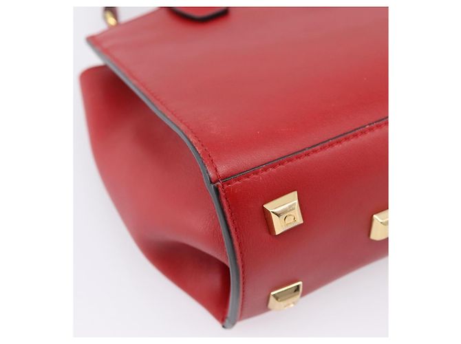 Salvatore Ferragamo Gancini Studio Bag Leather 2way Red Gold - vista 15