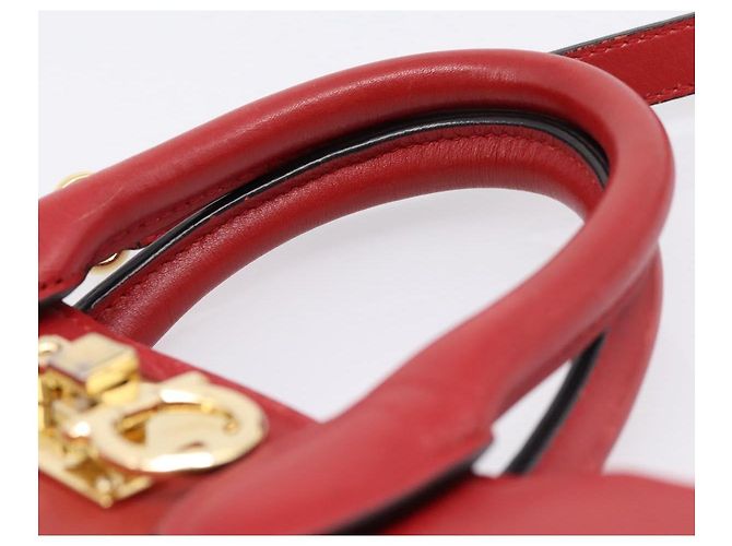 Salvatore Ferragamo Gancini Studio Bag Leather 2way Red Gold - vista 8