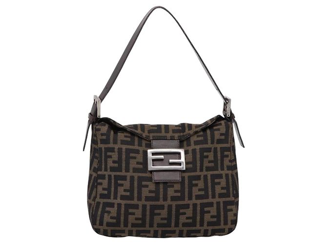 FENDI Zucca Canvas Mamma Baguette Shoulder Bag Brown Black 264260 - vista 2