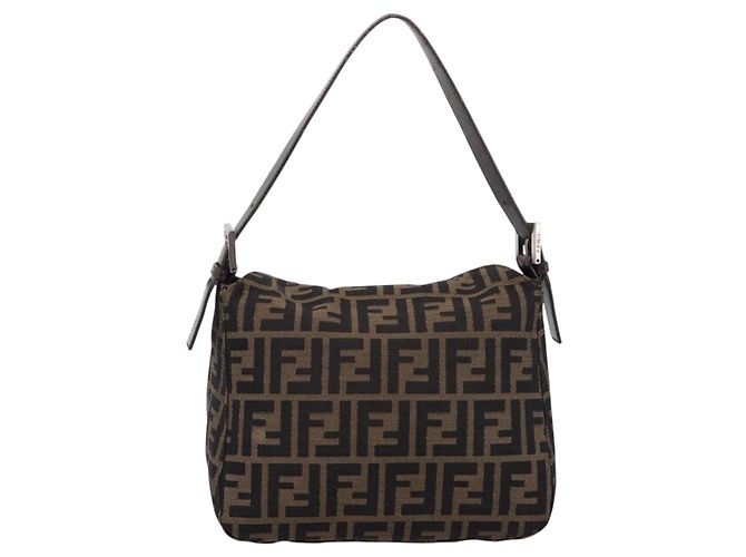 FENDI Zucca Canvas Mamma Baguette Shoulder Bag Brown Black 264260 - vista 3