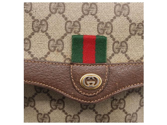 GUCCI GG Supreme Web Sherry Line Bag PVC Beige Gold 164 02 084 - vista 14
