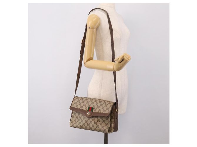 GUCCI GG Supreme Web Sherry Line Bag PVC Beige Gold 164 02 084 - vista 25
