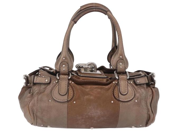 Chloé Chloe Paddington Hand Bag Leather Brown Silver - vista 3