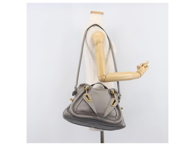 Chloé Chloe Paraty Hand Bag Leather 2way Gray Gold - vista 30