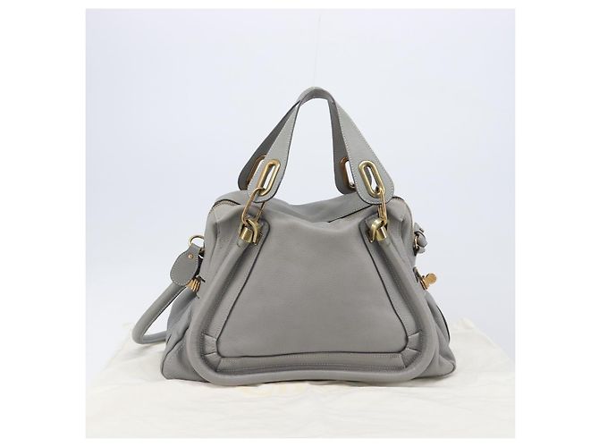 Chloé Chloe Paraty Hand Bag Leather 2way Gray Gold - vista 31