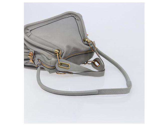 Chloé Chloe Paraty Hand Bag Leather 2way Gray Gold - vista 9