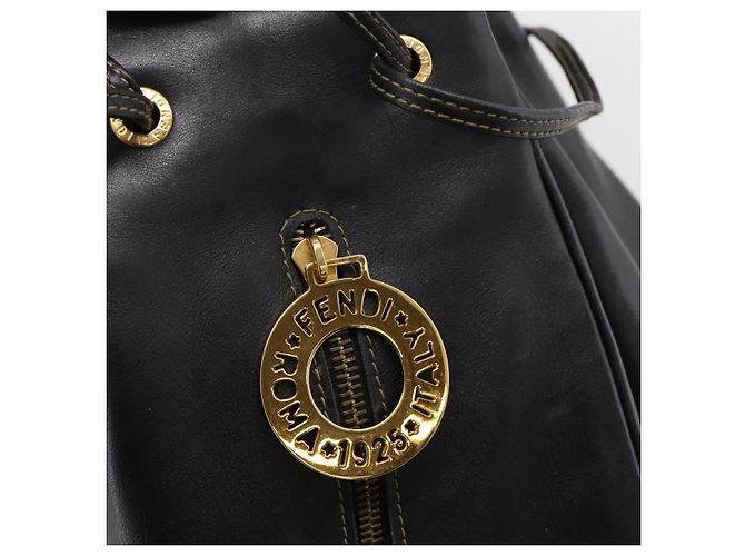 FENDI Bolsa de mão em couro preto e dourado - vista 15