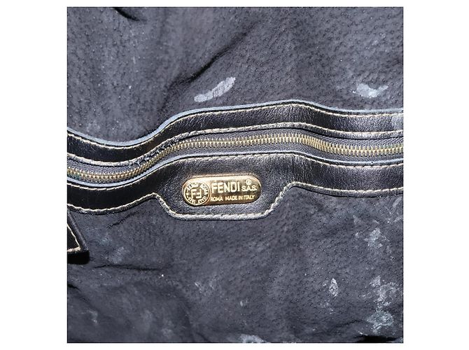 FENDI Bolsa de mão em couro preto e dourado - vista 16