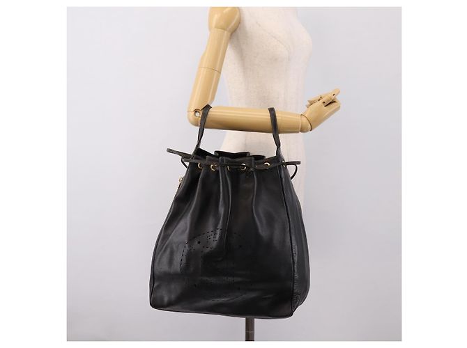 FENDI Bolsa de mão em couro preto e dourado - vista 23