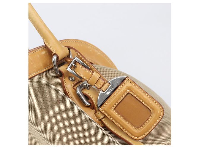 PRADA Sac à main Canvas Beige Silver - vue 14