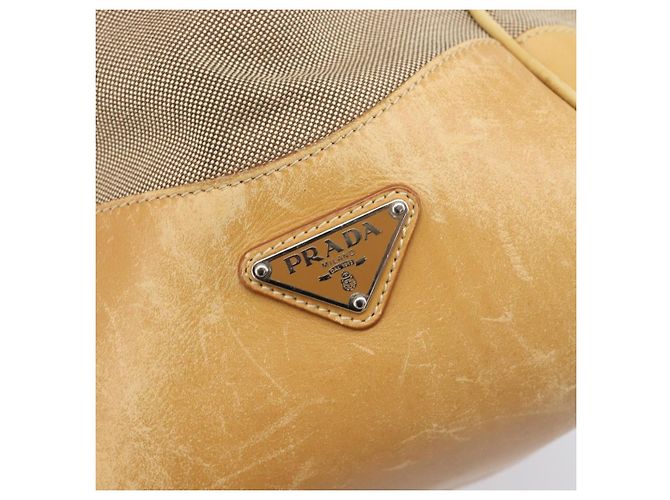 PRADA Sac à main Canvas Beige Silver - vue 15