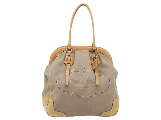 PRADA Sac à main Canvas Beige Silver - vue 2