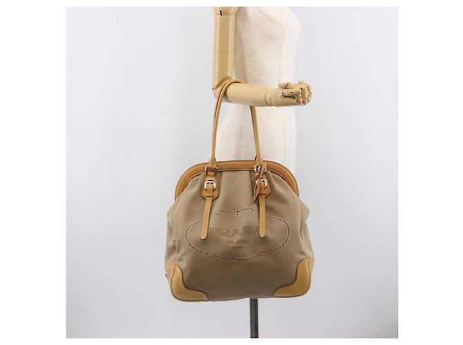 PRADA Sac à main Canvas Beige Silver - vue 29