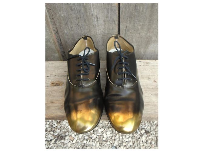 Repetto Oxford Pelle Nere Punta Oro - vista 5