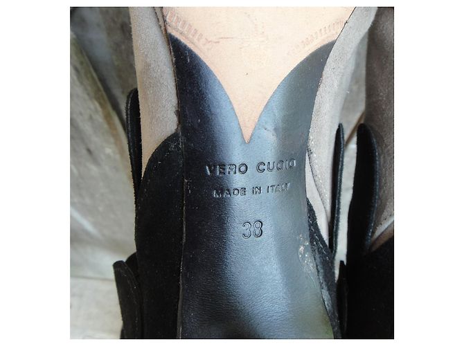 Autre Marque Sergio Rossi Wildlederstiefel Schwarz Grau - Ansicht 8