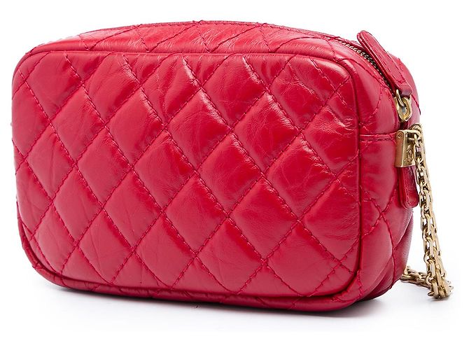 Borsa Camera Chanel Reissue Mini in pelle di vitello invecchiata matelassé rossa - vista 2