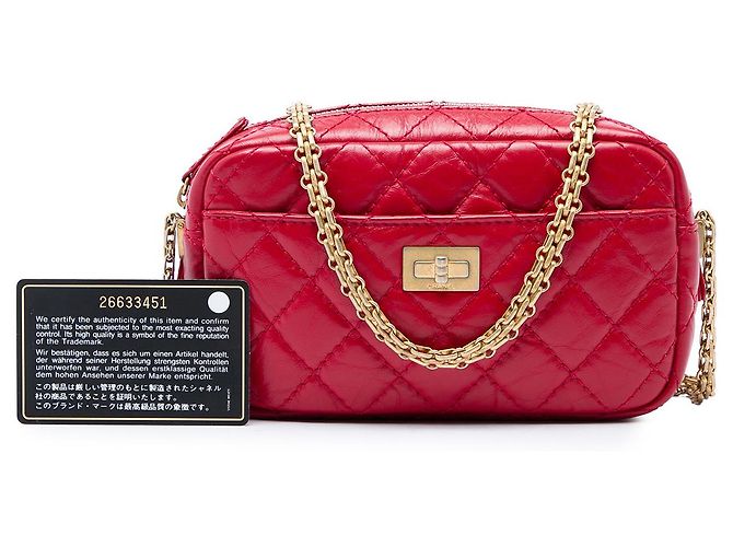 Borsa Camera Chanel Reissue Mini in pelle di vitello invecchiata matelassé rossa - vista 5