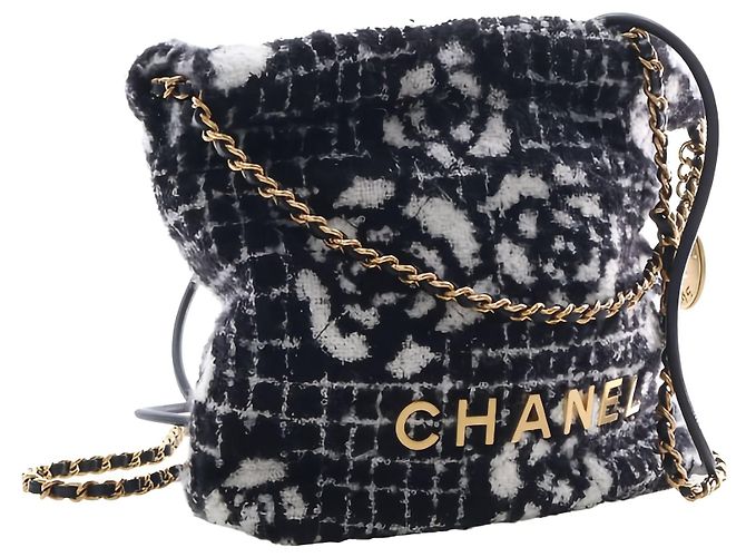 Borsa Chanel Black Mini Cashmere Camellia 22 - vista 13