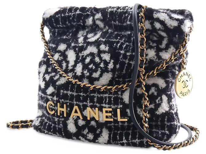 Borsa Chanel Black Mini Cashmere Camellia 22 - vista 14