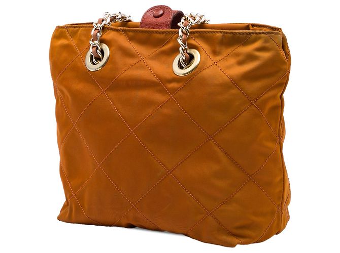 Tote Prada em Tessuto Impuntu Castanho com Corrente - vista 2