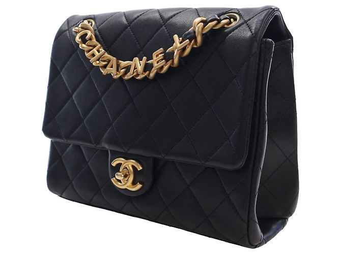Chanel Black Quilted Lambskin Logo Letters Chanel Touch Chain Flap - view 12