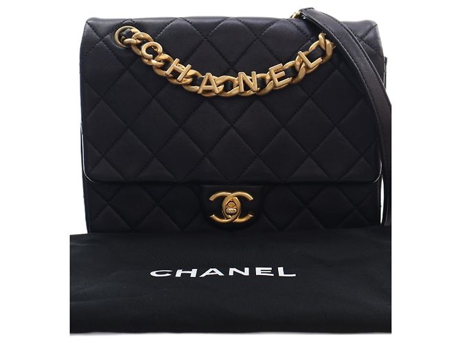 Chanel Black Quilted Lambskin Logo Letters Chanel Touch Chain Flap - view 5