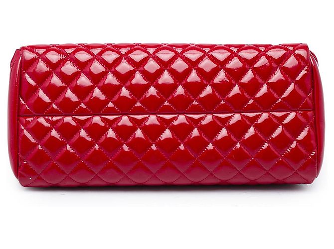 Borsa Bowling Chanel Red Medium Quilted Patent Just Mademoiselle - vista 3
