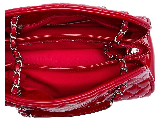Borsa Bowling Chanel Red Medium Quilted Patent Just Mademoiselle - vista 4