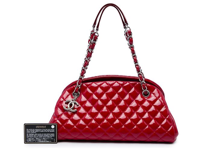 Borsa Bowling Chanel Red Medium Quilted Patent Just Mademoiselle - vista 6
