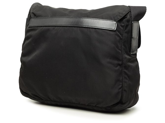 Bolsa Messenger Prada em Tessuto preta com fivela e zíper - vista 2