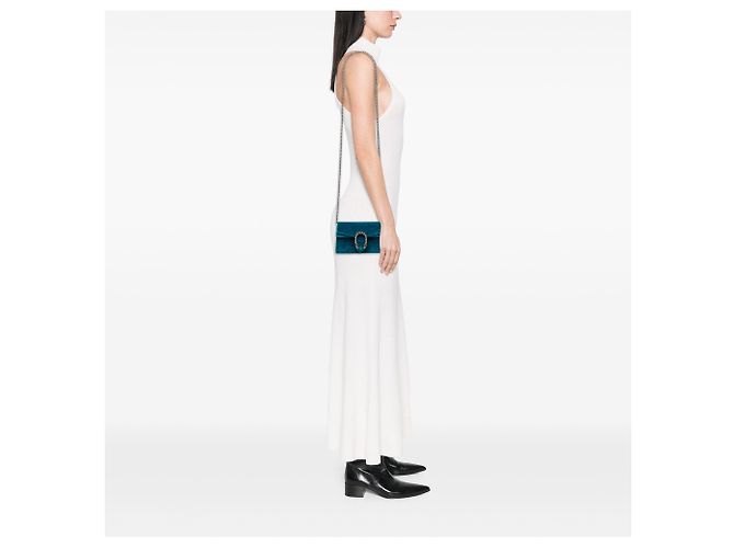 Gucci Mini Dionysus Crossbody in velluto blu - vista 6